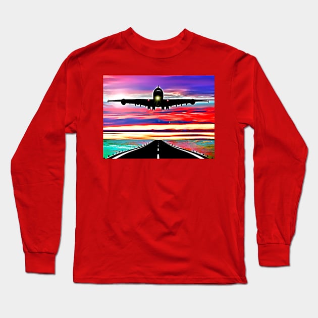 Airplane Taking Off Long Sleeve T-Shirt by danieljanda